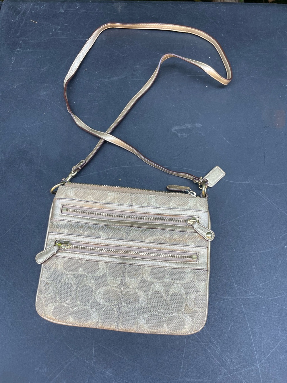 Coach Metallic Gold Signature Crossbody Bag